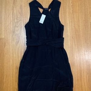 NWT Theory Richia Black Silk 12 Mini Sleeveless T-Strap Dress $235 Perfect LBD